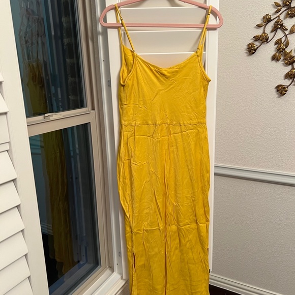 Anthropologie - Yellow Gold Midi Slip Dress with Cowl Neck - Size Large - Picture 3 of 3